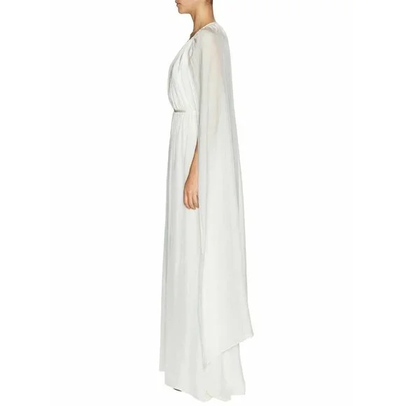 NWT Rachel Zoe Henrietta in Pink Red Silk Chiffon Cape Back Grecian Gown 2 $795